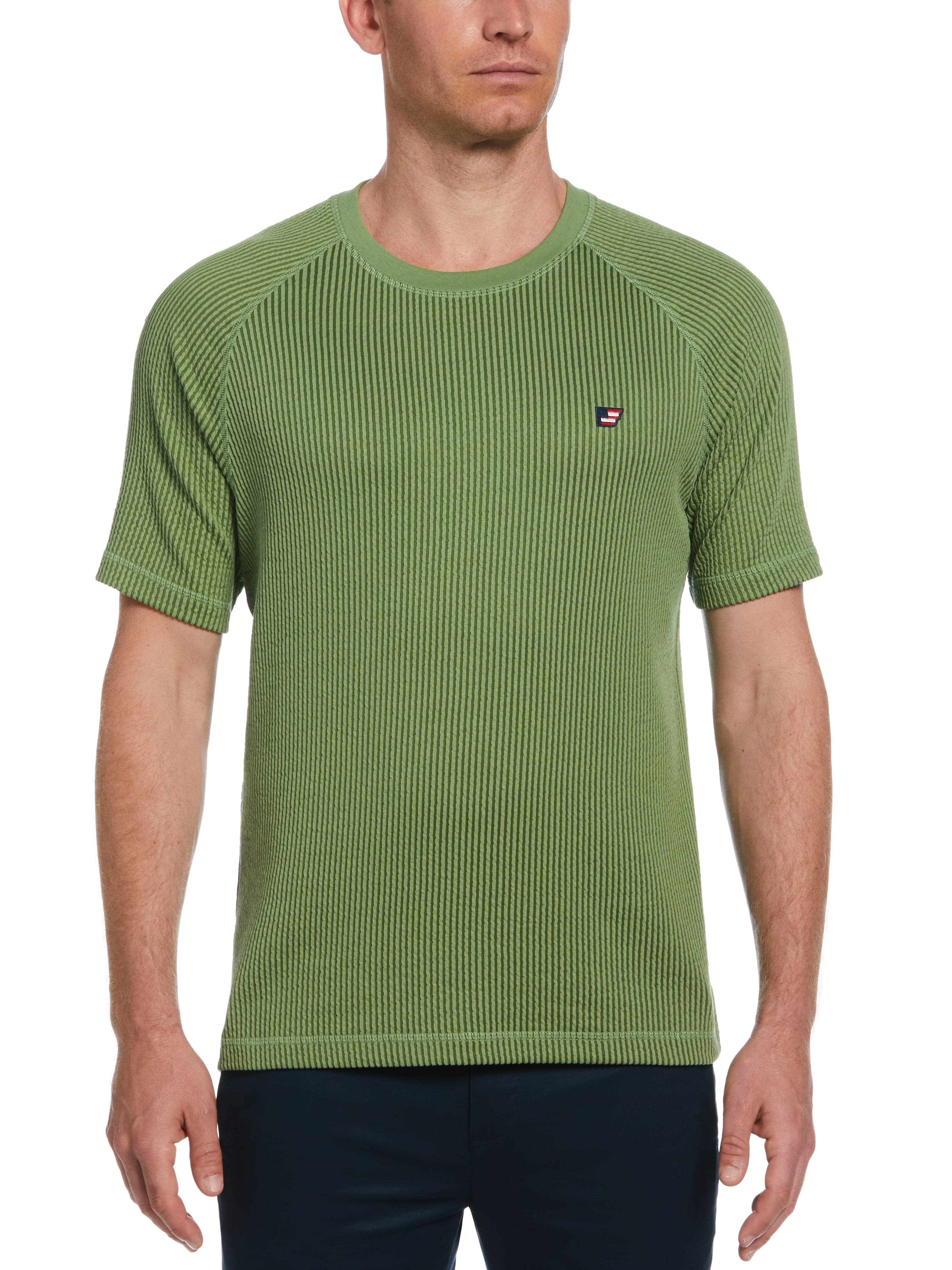 Crew Neck Seersucker Knit Tee – Perry Ellis