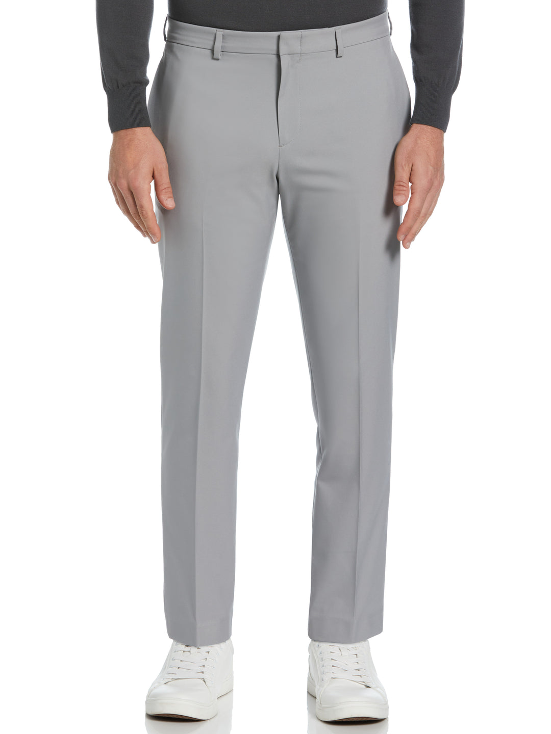 Slim Fit Solid Flat Front Pant (Chiseled Stone)