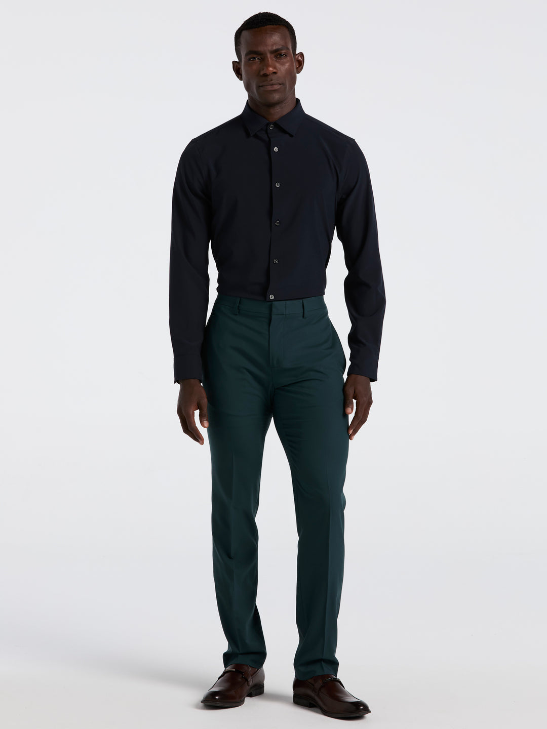 Slim Fit Solid Flat Front Pant (Magical Forest)