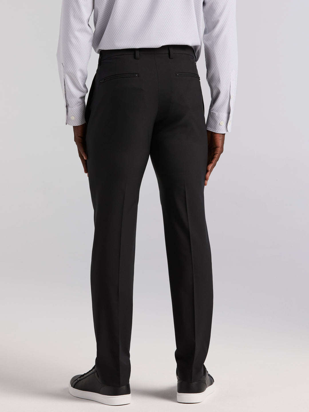 Slim Fit Solid Flat Front Pant (Black)