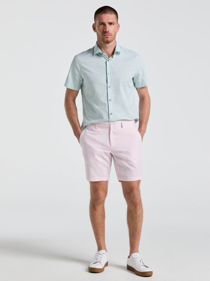 8" Flat Front Linen Cotton Short (Barely Pink)