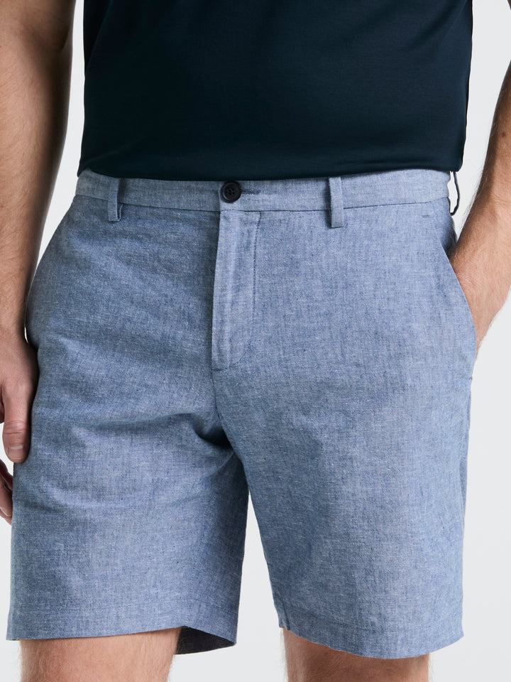8" Flat Front Linen Cotton Short (Bay Blue)