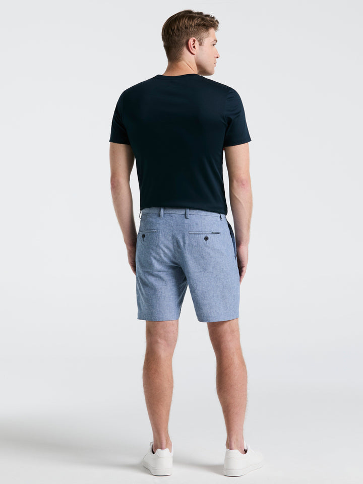 8" Flat Front Linen Cotton Short (Bay Blue)