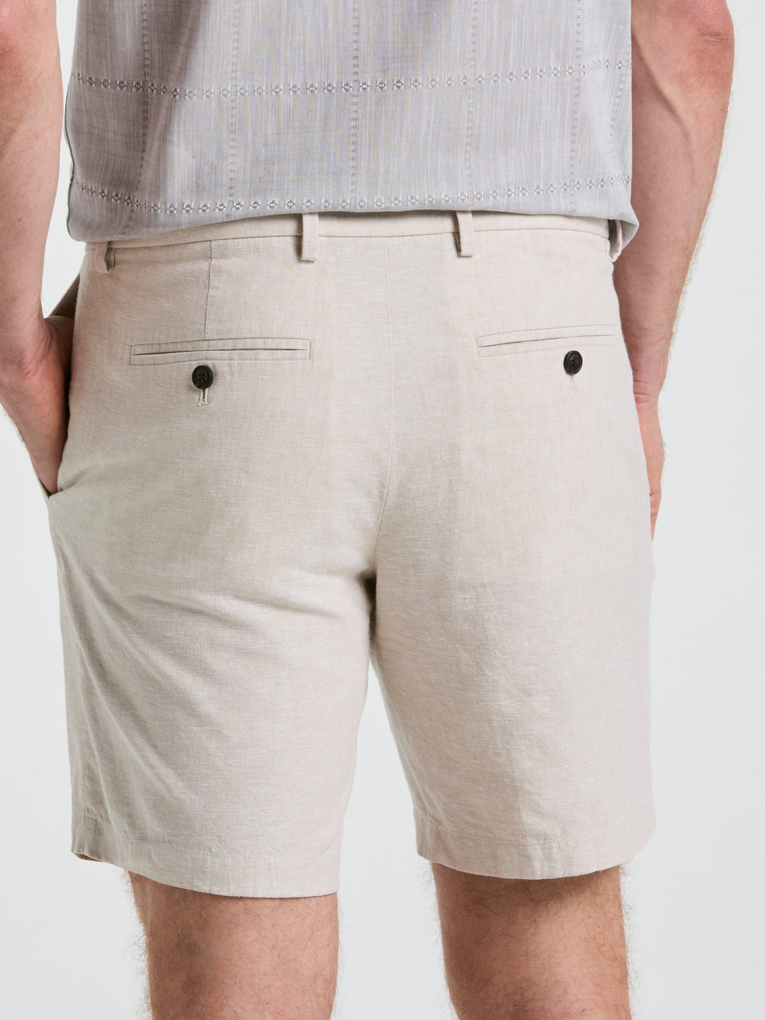 8" Flat Front Linen Cotton Short (Natural Linen)