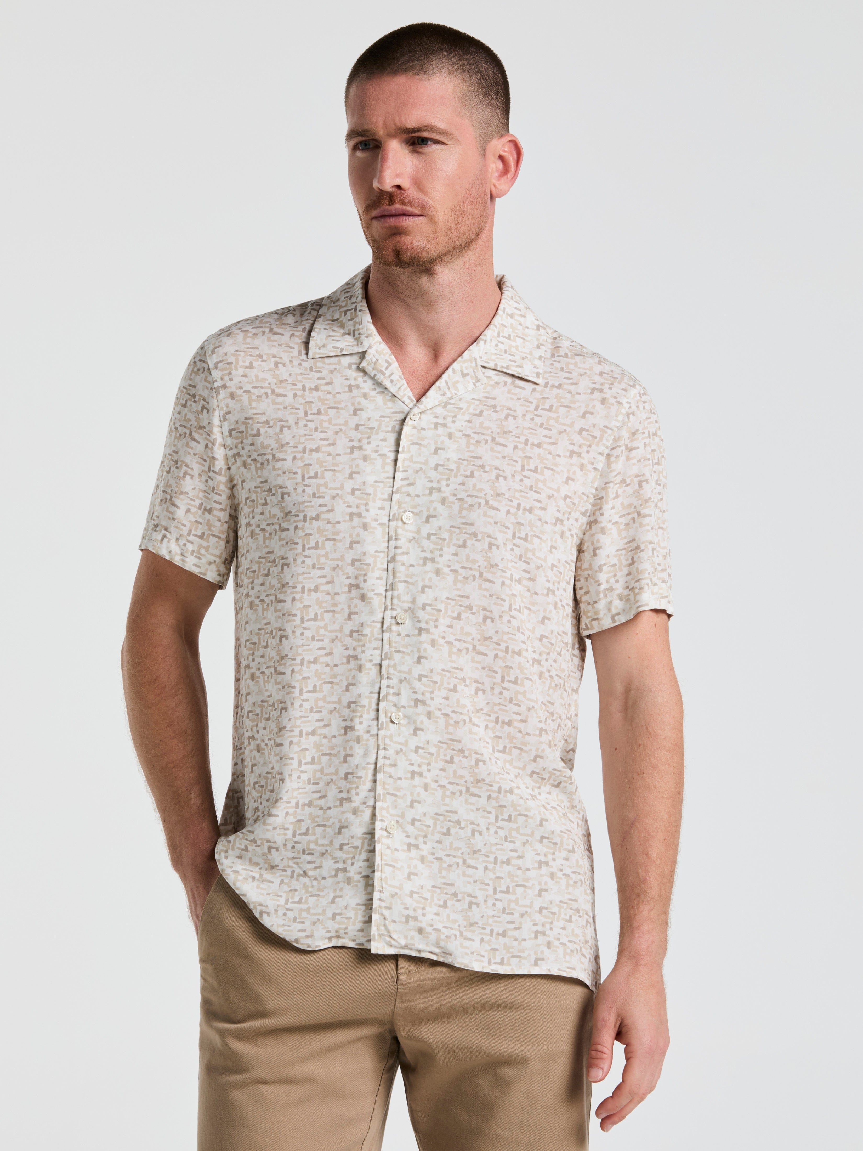 EcoVero™ Brushstroke Print Camp Collar Shirt – Perry Ellis