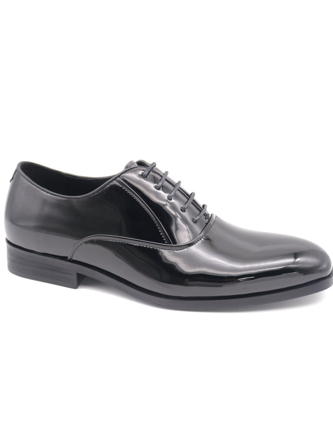 Faux Leather Oxford Pattent Shoe (Black)