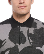 Flower Print Polo Sweater (Black) 