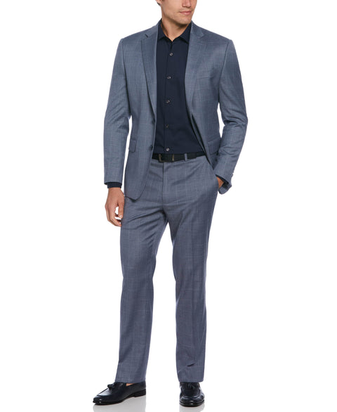Slim Fit Gray Blue Plaid Suit