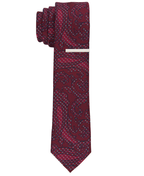 Lasky Paisley Slim Tie (Red) 