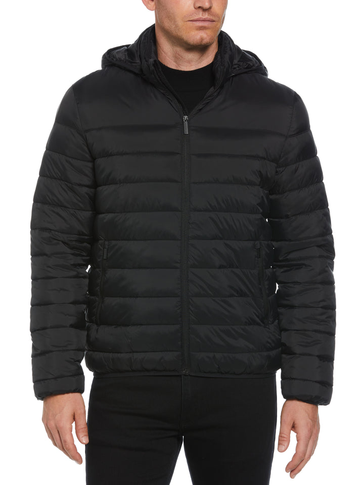 Lightweight Hooded Puffer Jacket (Black)