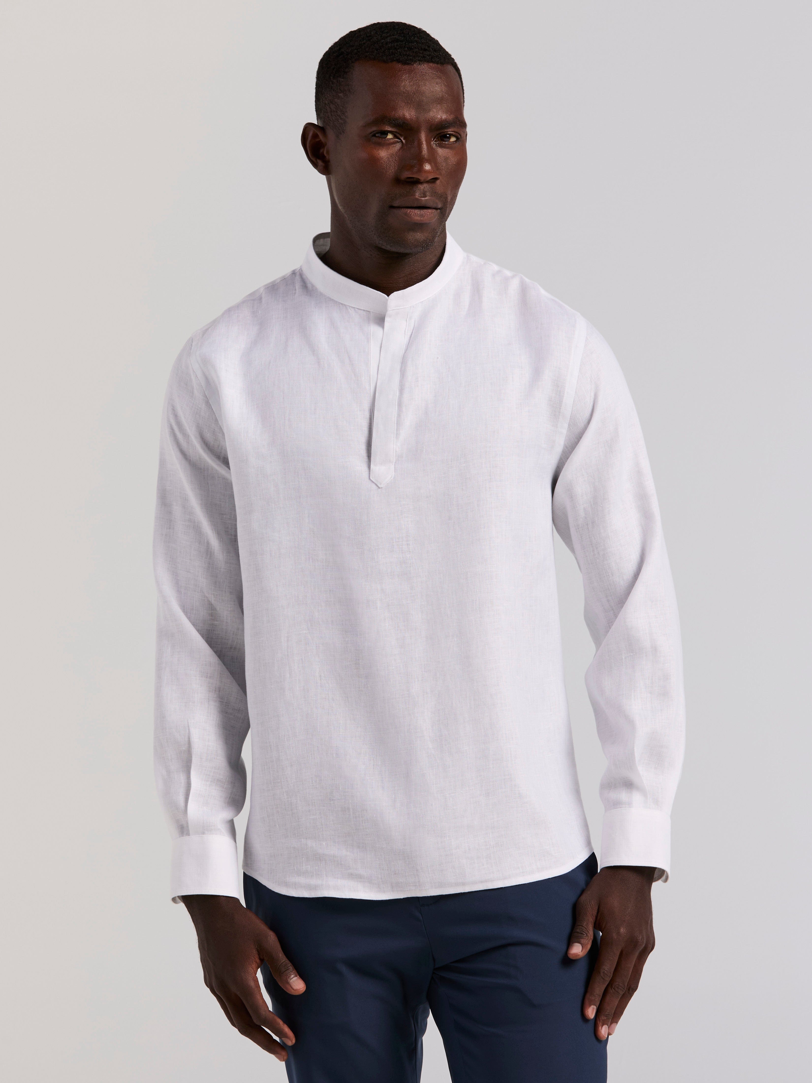 Linen Blend Popover Shirt – Perry Ellis