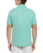 Linen Blend Plaid Print Shirt (Deep Mint) 