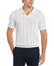 Mesh Stripe Polo Sweater (Bright White) 