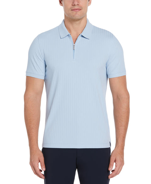 Quarter Zip Ribbed Polo (Cerulean) 