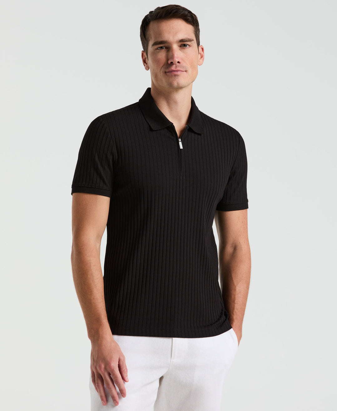 Ribbed Quarter Zip Polo