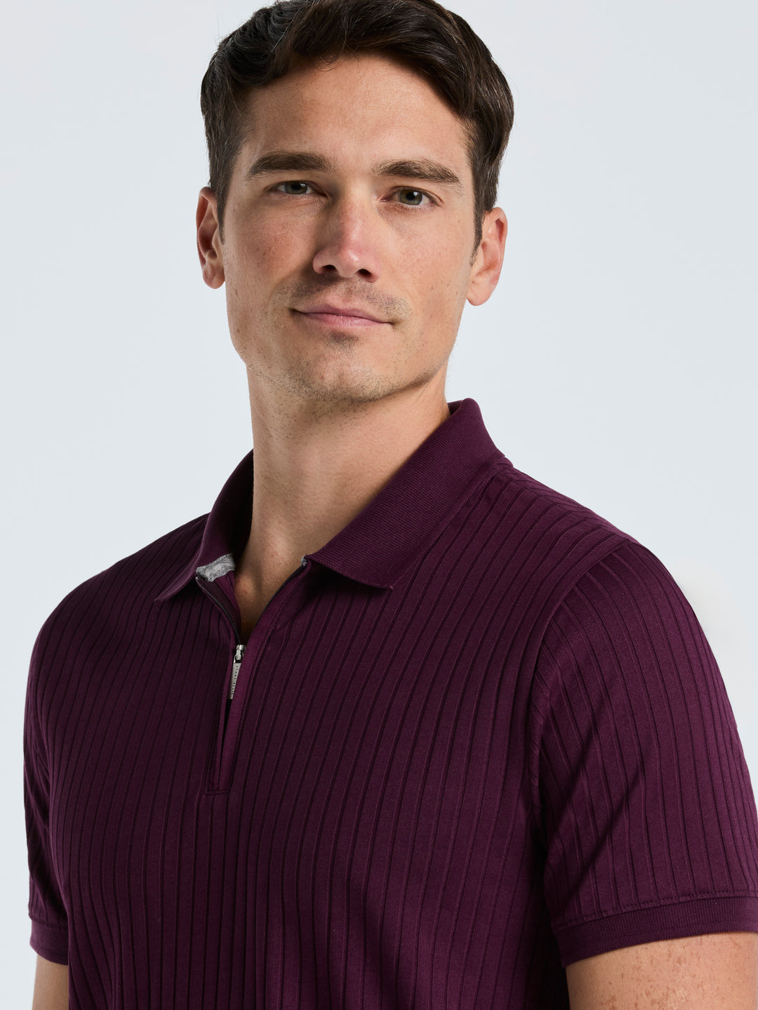 Quarter Zip Ribbed Polo (Potent Purple)