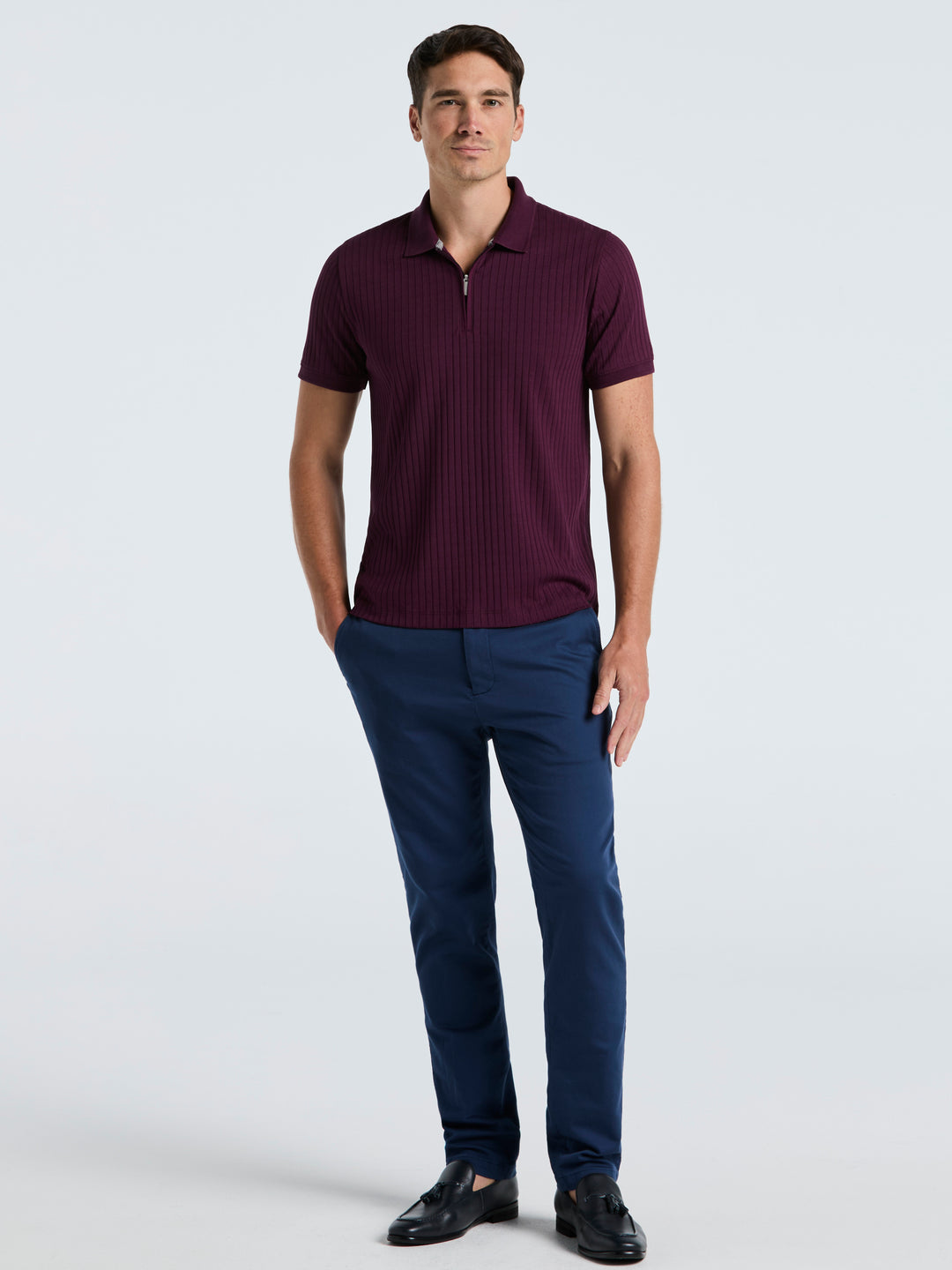 Quarter Zip Ribbed Polo (Potent Purple)