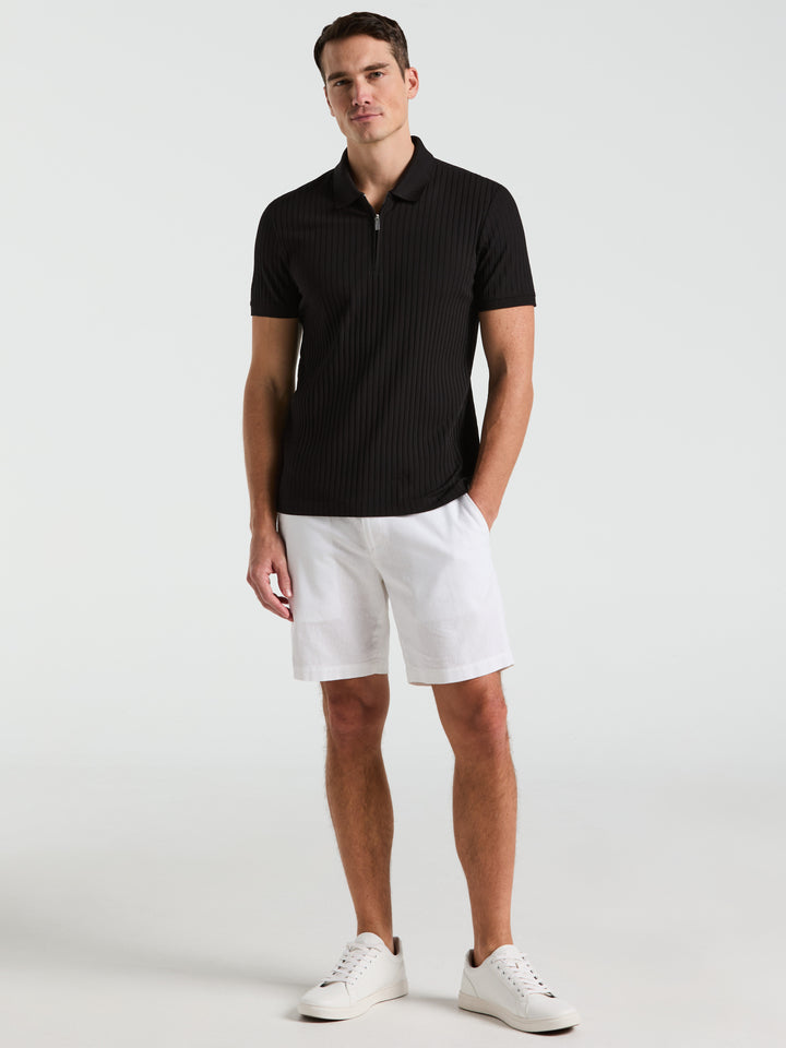 Quarter Zip Ribbed Polo (Black)