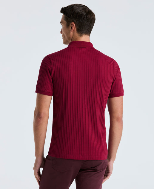 トップス Ribbed jersey polo shirt Versace ribbed-knit Polo Shirt | Orange | FARFETCH