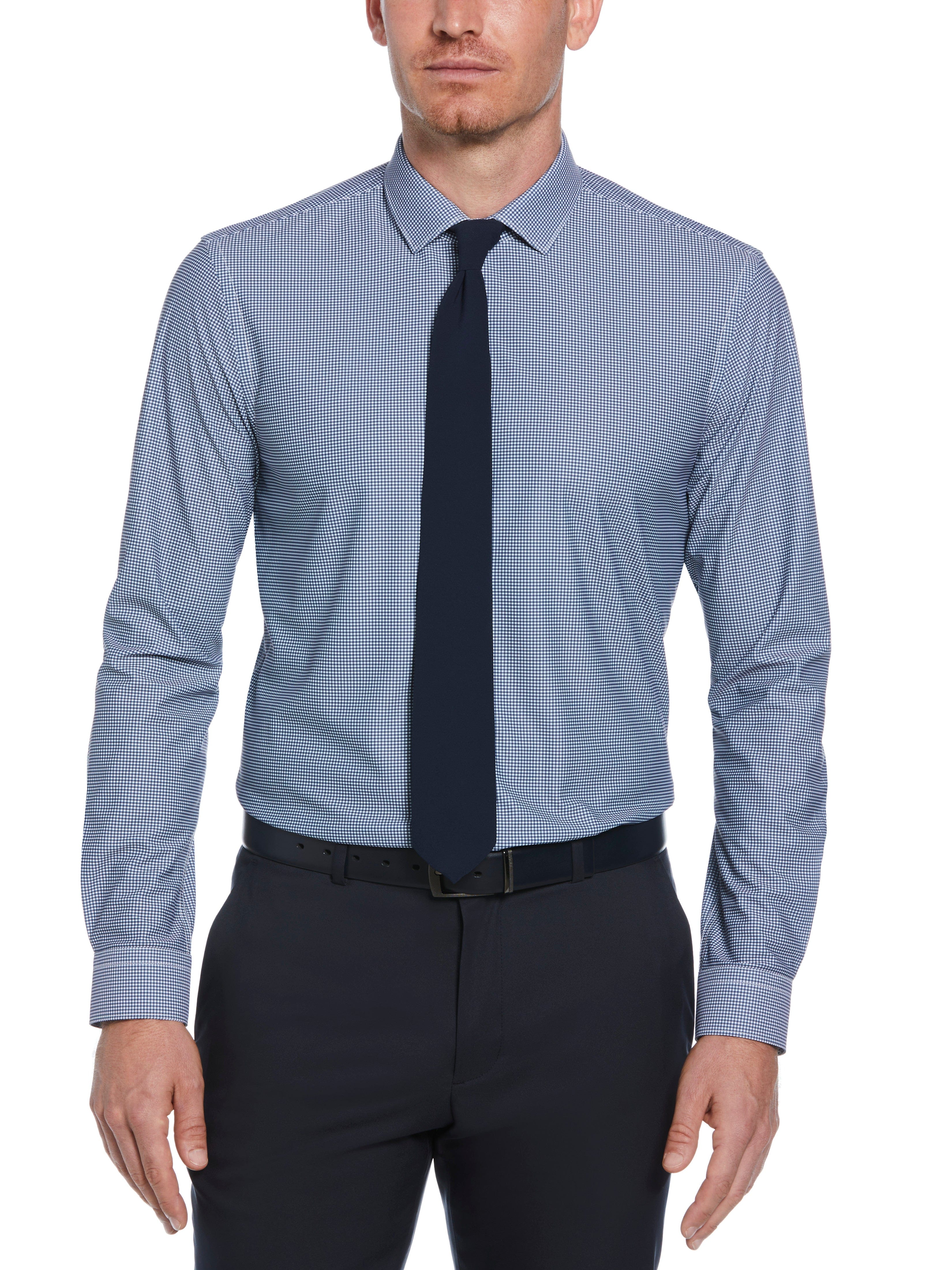 black and white checkered dress shirt Perry Ellis Outlet Men's Slim Fit Button-Down in New Blue, Size 16.5, 100% Polyester Long Sleeves Jennifer Lopez continues 55th size-au-16 Color:Black and Dark Green 17.5 Neck / 35
