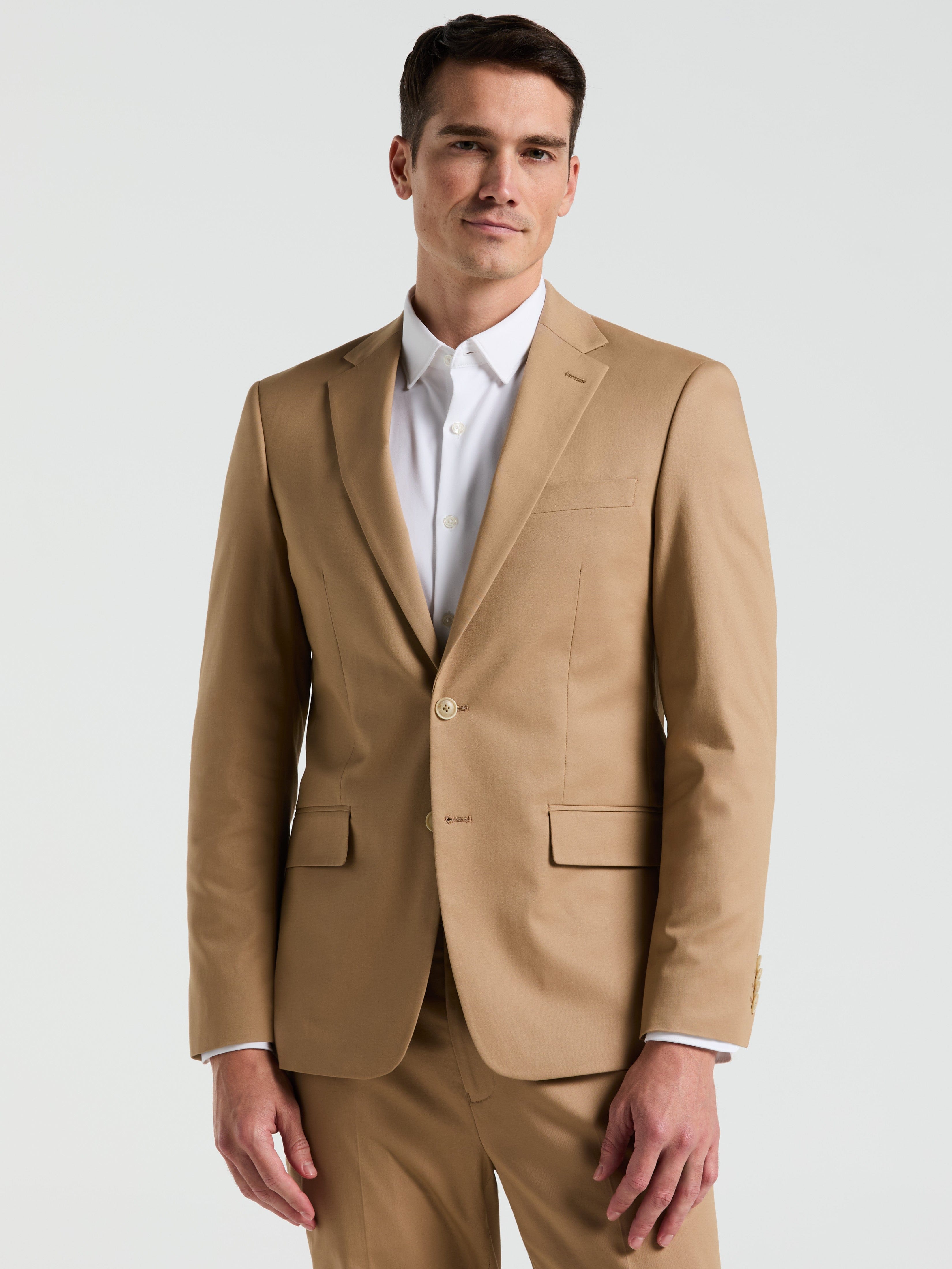 brown dress jacket mens Slim Fit Cotton Blend Suit – Perry Ellis klaviyo segment: reg dress A-line Sky Blue Bohemian Mock horn buttons Size:XXL/18