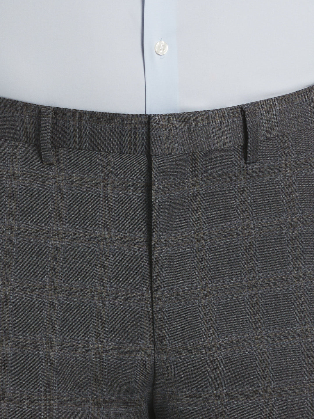 Slim Fit Deco Plaid Suit Pant (Grey/Brown)
