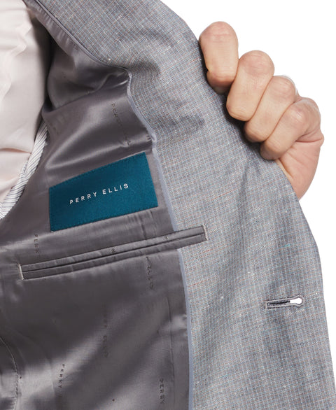 Slim Fit Linen Suit Jacket (Hazy Blue) 
