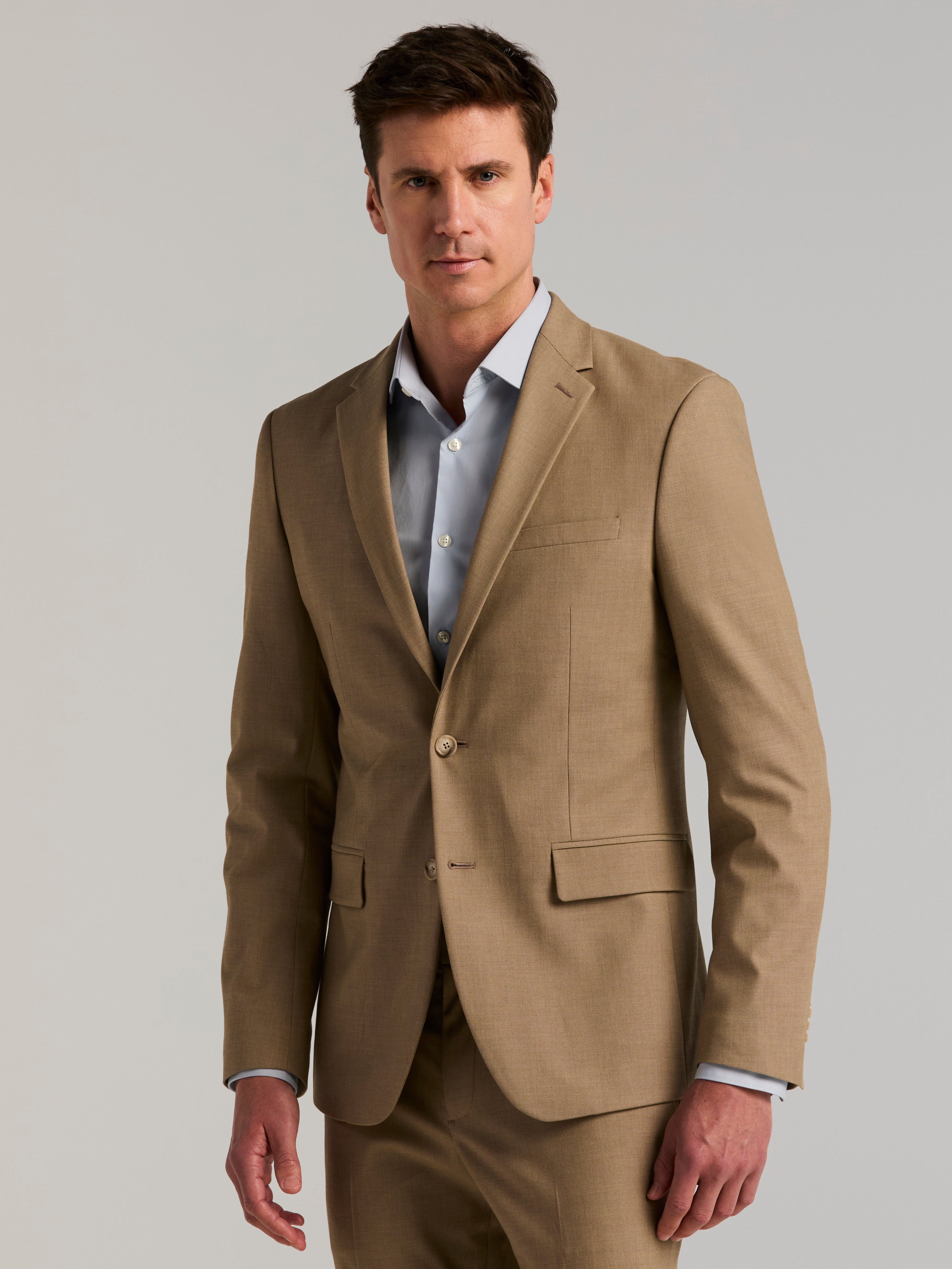 Perry Ellis Men's Slim Fit Louis Suit Jacket in Lead Gray (Tan)/beige, Size 48