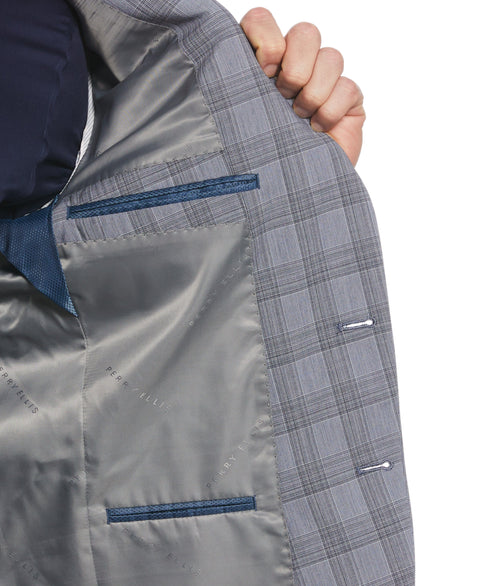 Slim Fit Light Navy Plaid Notch Lapel Suit Jacket (Navy) 
