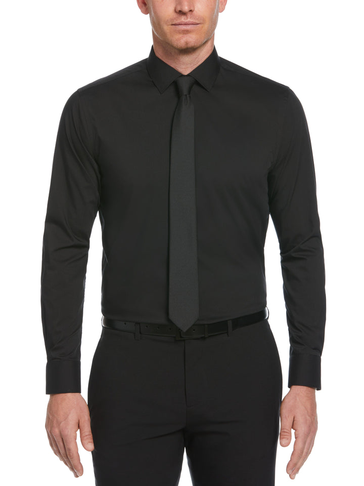 Black Solid Dress Shirt (Black)