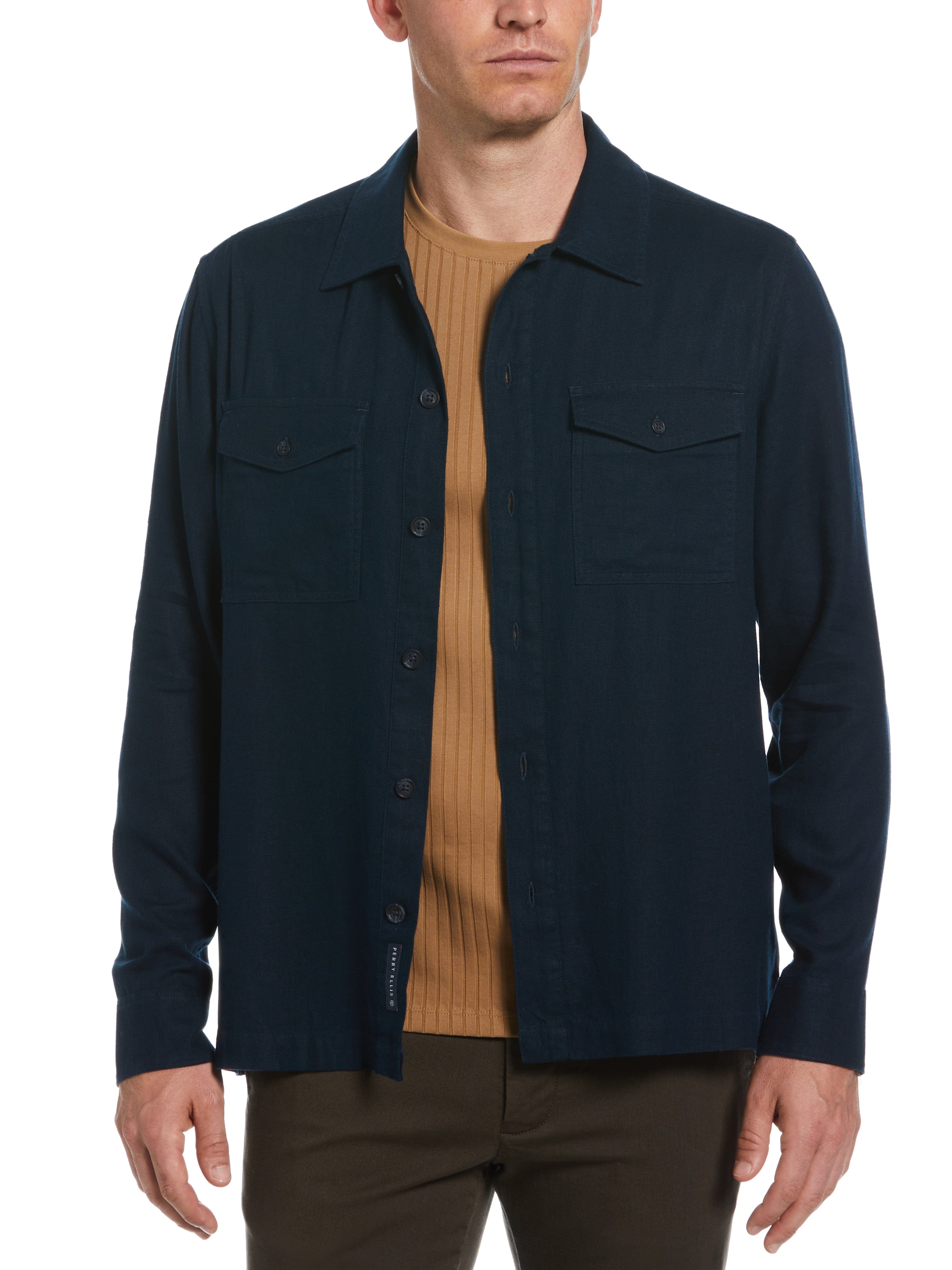 Perry Ellis Men's Twill Shirt in Dark Sapphire-RT/blue, Size Small, Viscose, Regular Perry Ellis Men's Twill Shirt in Dark Sapphire-RT/blue, Size Small, Viscose, Regular