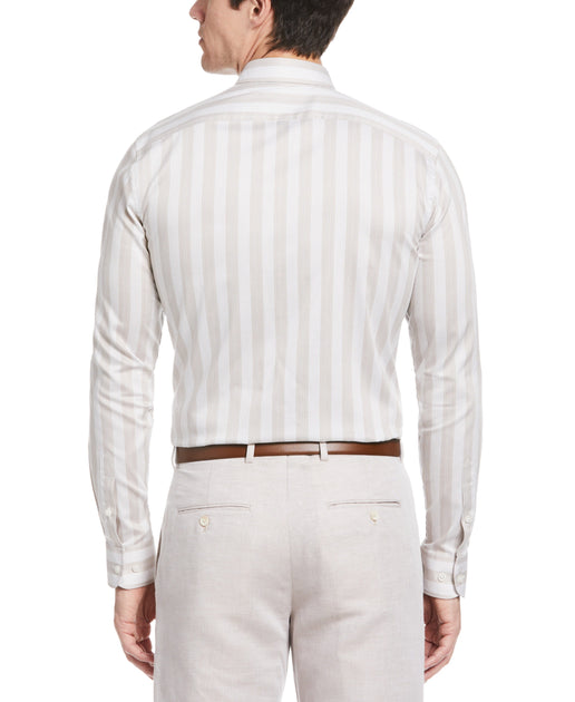 Men's Striped Shirt with Band Collar | Perry Ellis