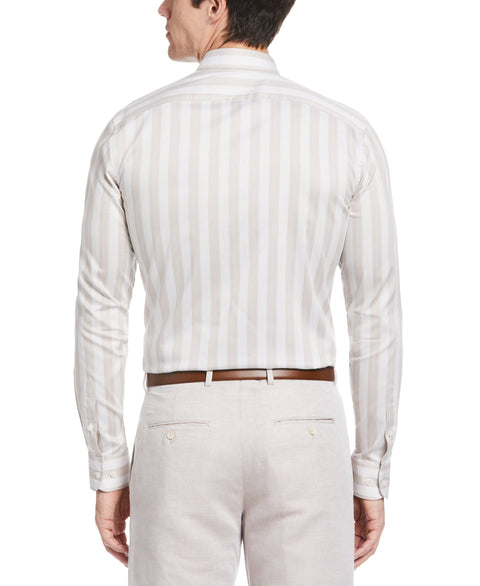 Slim Fit Tonal Twill Stripe Shirt (Bright White) 