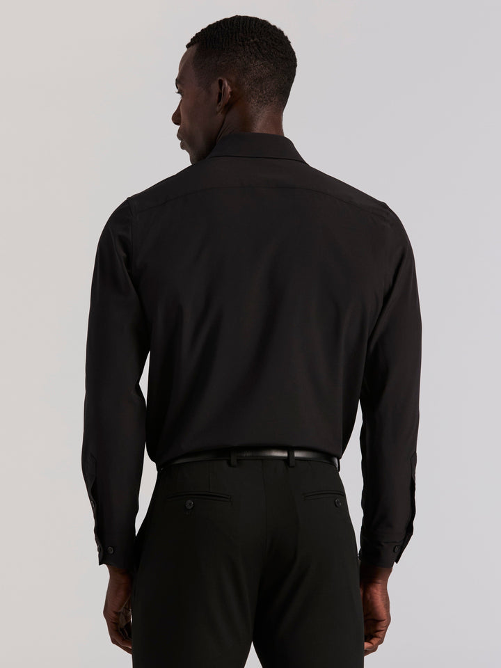 Slim Fit Tech Solid Total Stretch Dress Shirt (Black)
