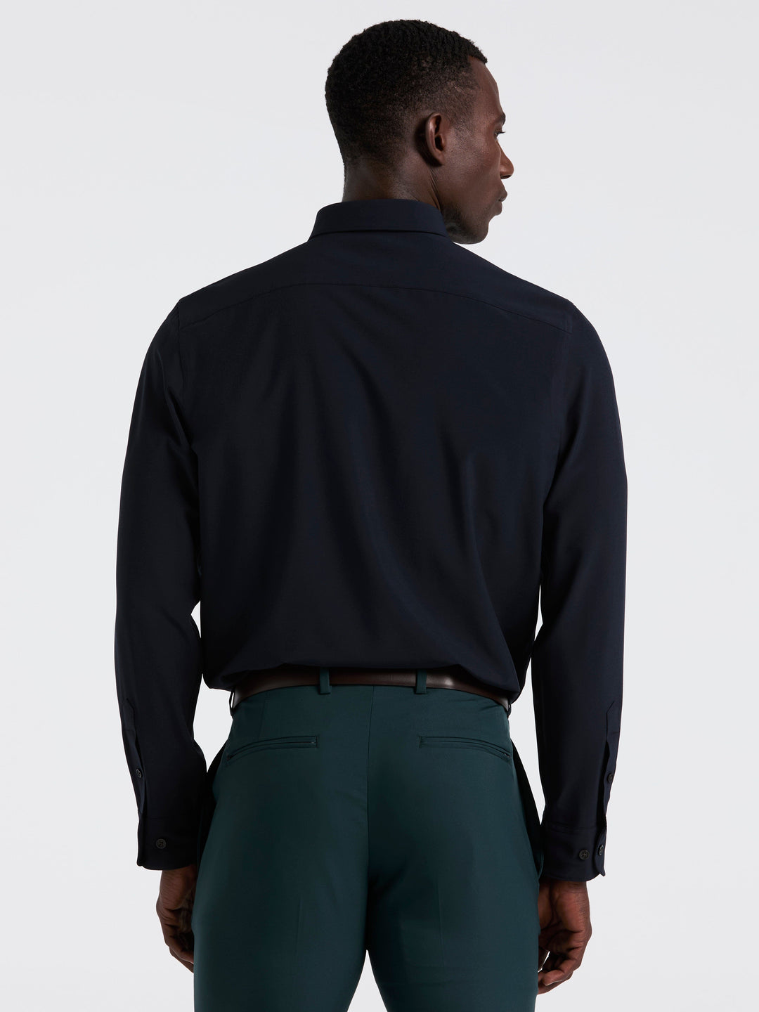 Slim Fit Tech Solid Dress Shirt (Dark Sapphire)