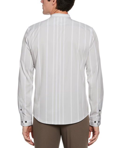 Men's Striped Shirt with Band Collar | Perry Ellis