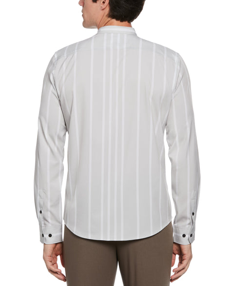 Slim Fit Total Stretch Striped Shirt with Band Collar (Lunar Rock) 