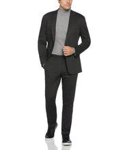 Slim Fit Two Tone Smart Knit Suit Jacket (Charcoal) 