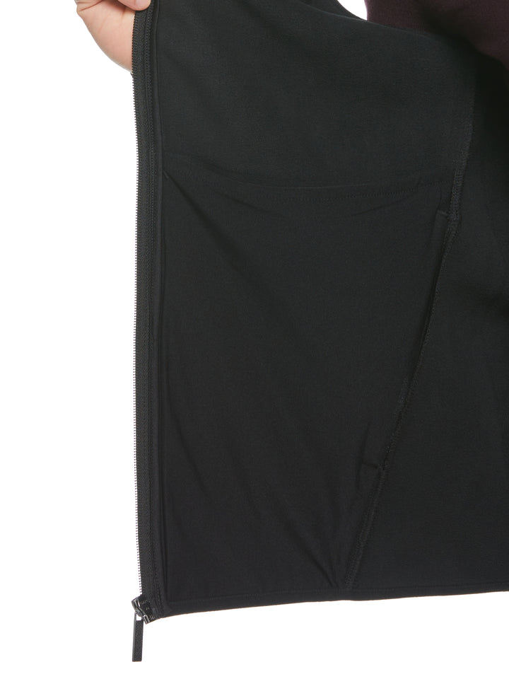 Solid Stretch Full-Zip Fleece Vest (Black)