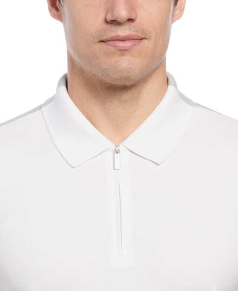 Split Color Zip Polo Shirt (Bright White) 
