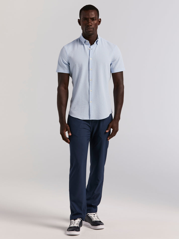 Solid Seersucker Slim Fit Shirt (Kentucky Blue)