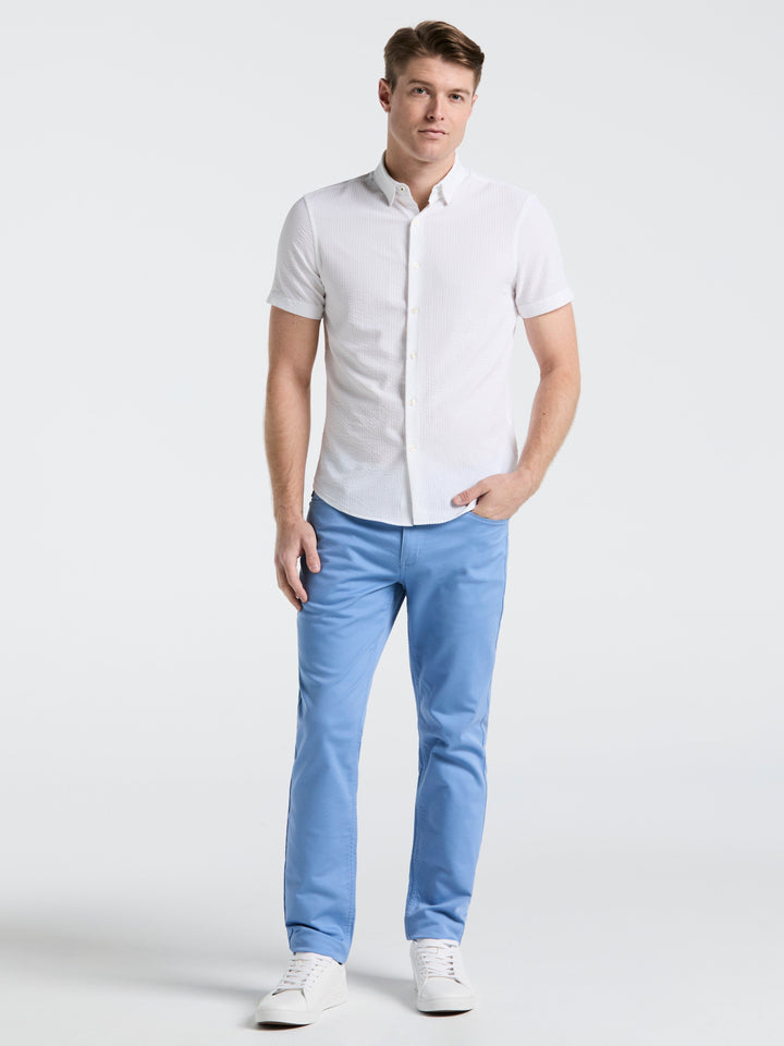 Solid Seersucker Slim Fit Shirt (Bright White)