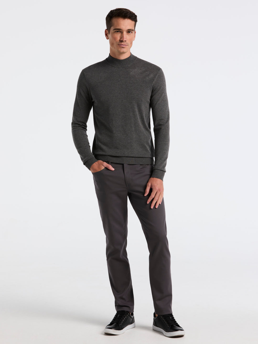 Tech Mock Neck Pullover Sweater (Lava Smoke Htr)