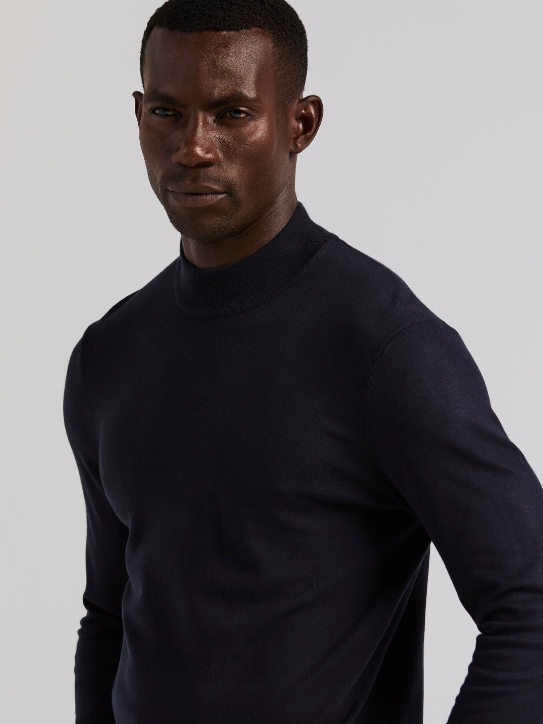 Tech Mock Neck Pullover Sweater (Dark Sapphire)