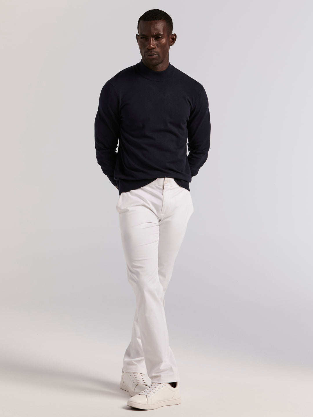 Tech Mock Neck Pullover Sweater (Dark Sapphire)