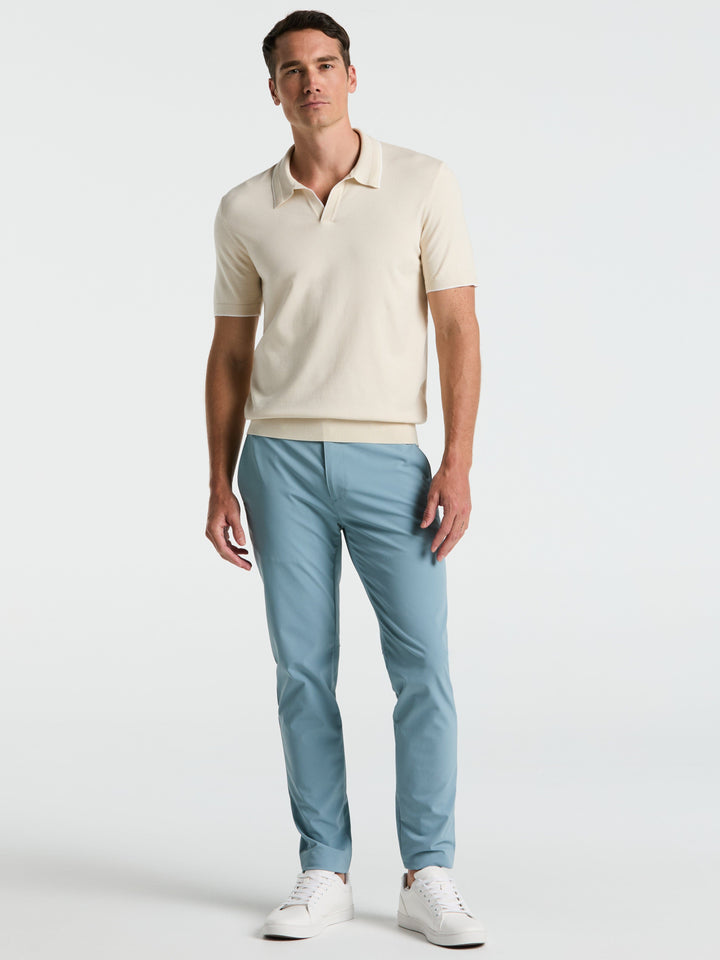 Open Polo Sweater with Tipping Detail (Birch)