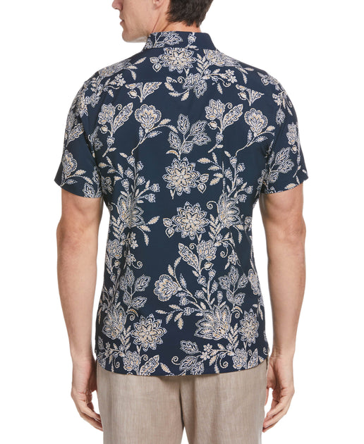 公式【1JINN STUDIO】 Floral Print Cubic Slim T-Shirt 4色 Men's Slim Fit Floral Print Shirt | Perry Ellis