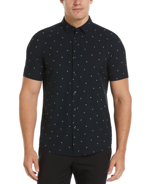 Total Stretch Slim Fit Polka Dot Print Shirt | Perry Ellis