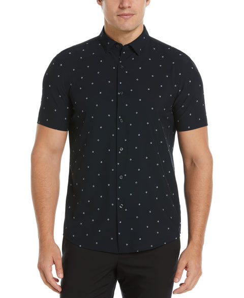 Total Stretch Polka Dot Print Shirt (Black) 