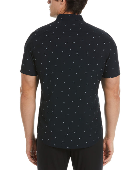 Total Stretch Polka Dot Print Shirt (Black) 